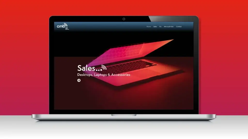 CMB Computers website displayed on a laptop