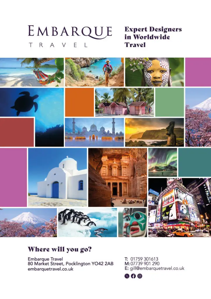 Embarque Travel promotional postcard design