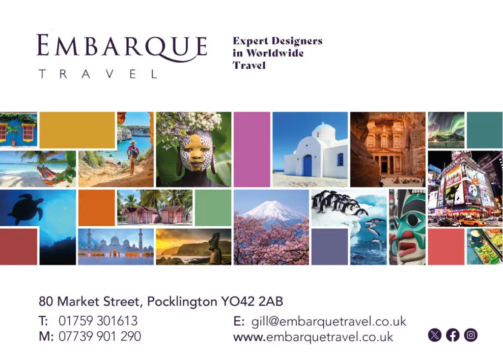 Embarque Travel promotional postcard design
