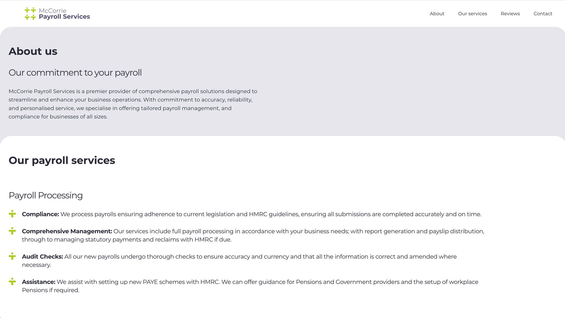McCorrie Payroll Services website