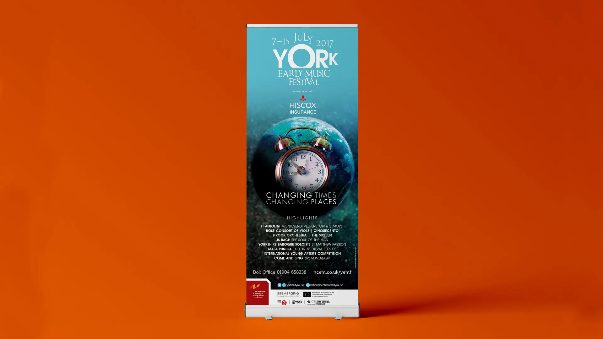 York Early Music Festival 2017 Changing Times, Changing Places roller banner design