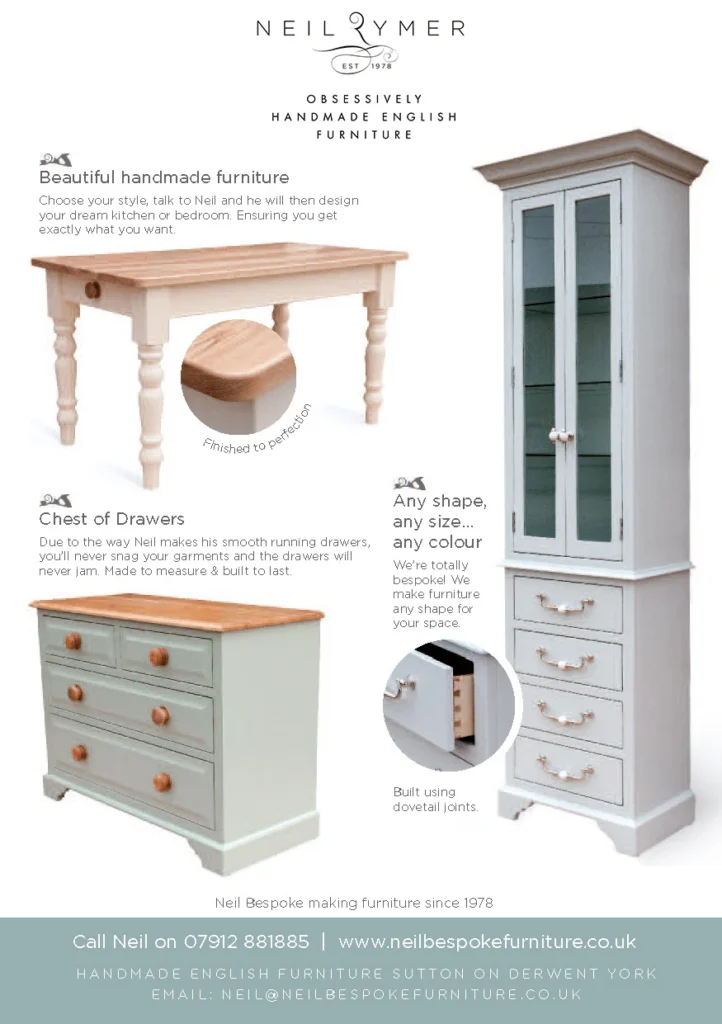 Neil Rymer handmade furniture leaflet design front