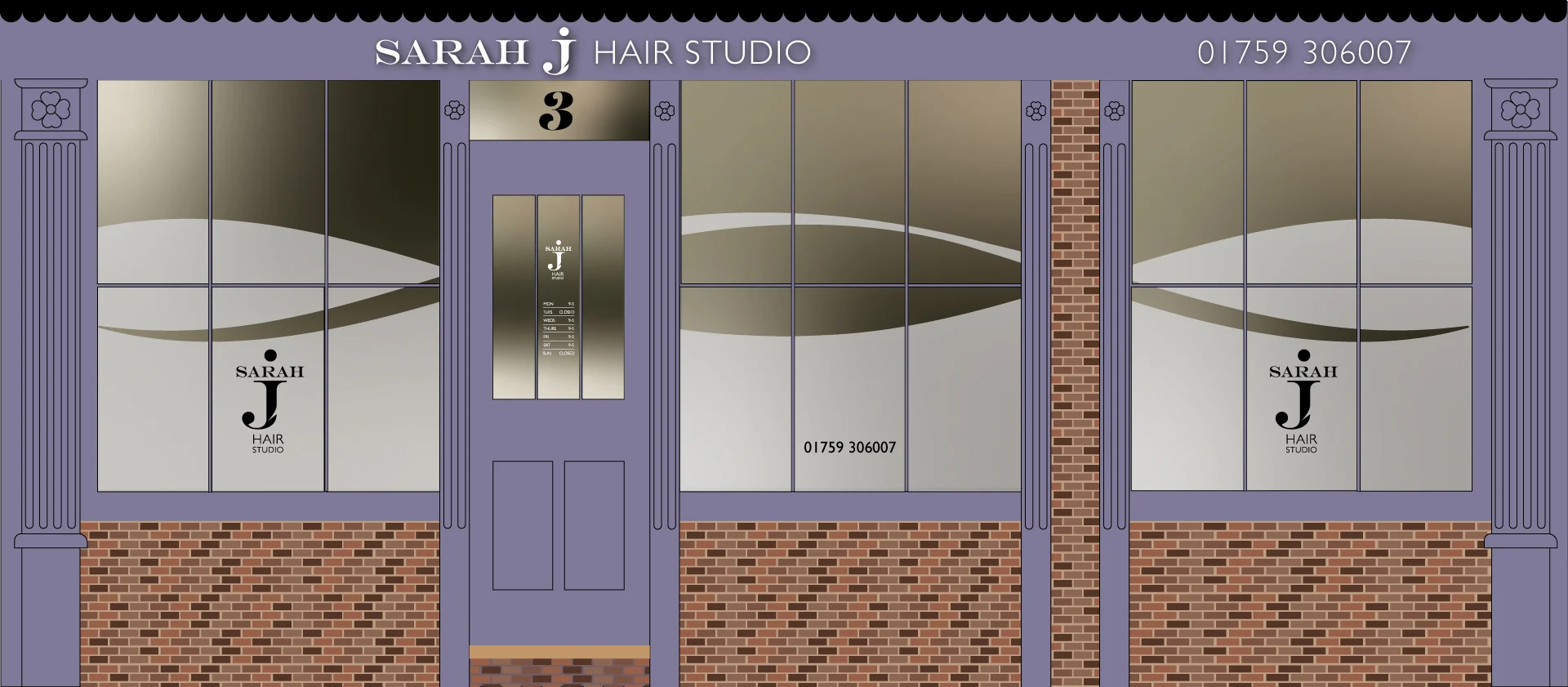 Sarah J Hair and Beauty Shopfront design drawing
