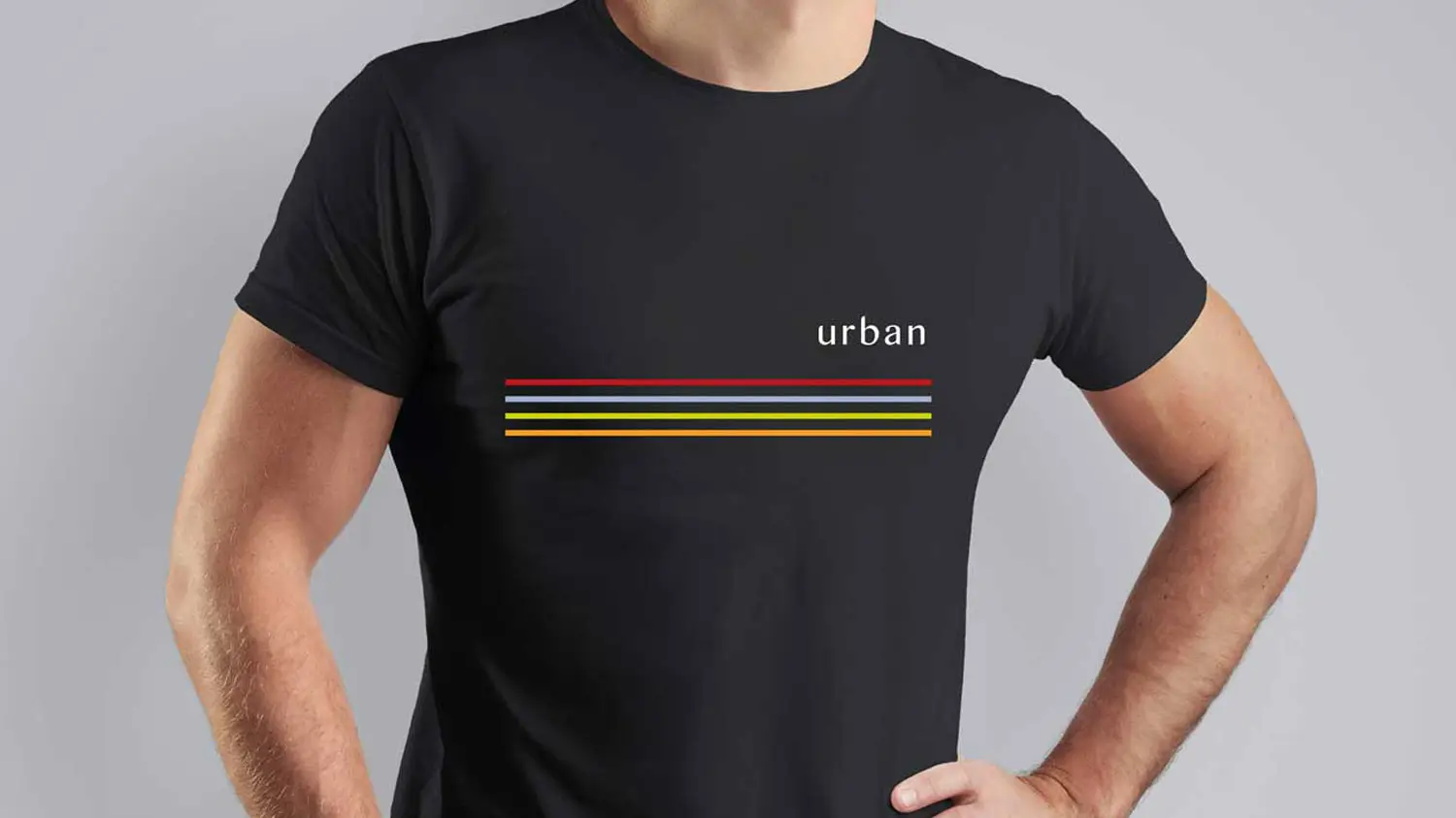 Urban T-Shirt coloured stripes on black
