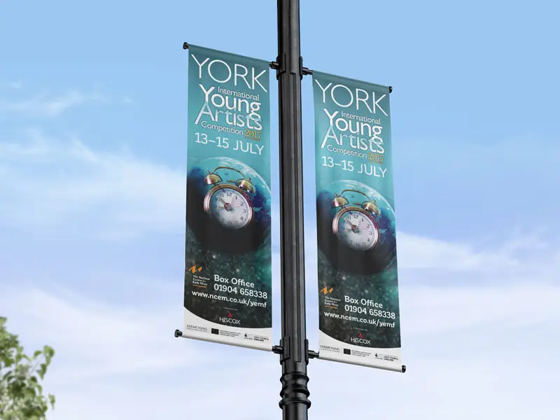 York Early Music Festival 2017 Changing Times, Changing Places lamp post banner design