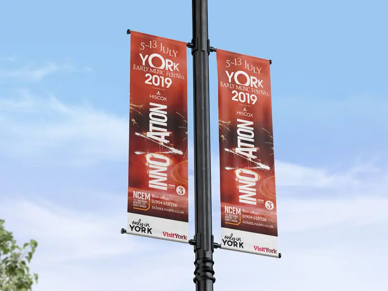 York Early Music Festival 2019 Innovation lamppost banner design