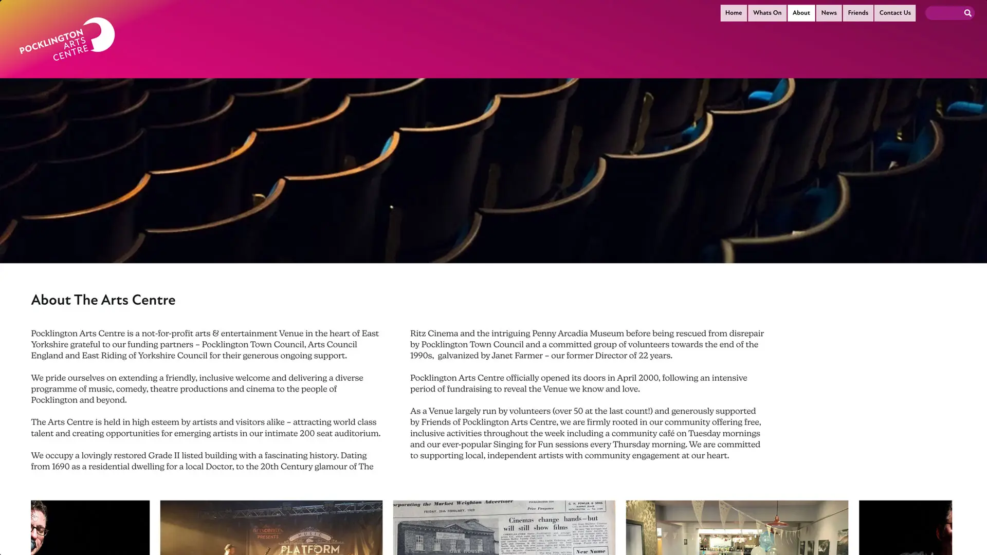 Pocklington Arts Centre Website design