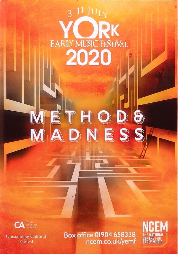 York Early Music Festival 2020 Method & Madness brochure design