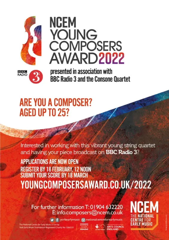 NCEM Young Composers Award poster 2022
